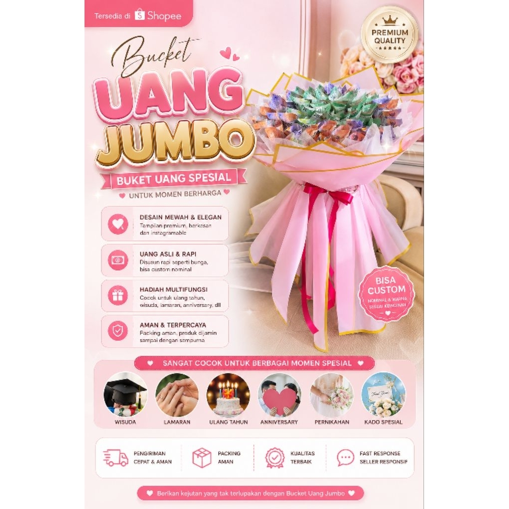 Buket Uang Jumbo 100 Lembar