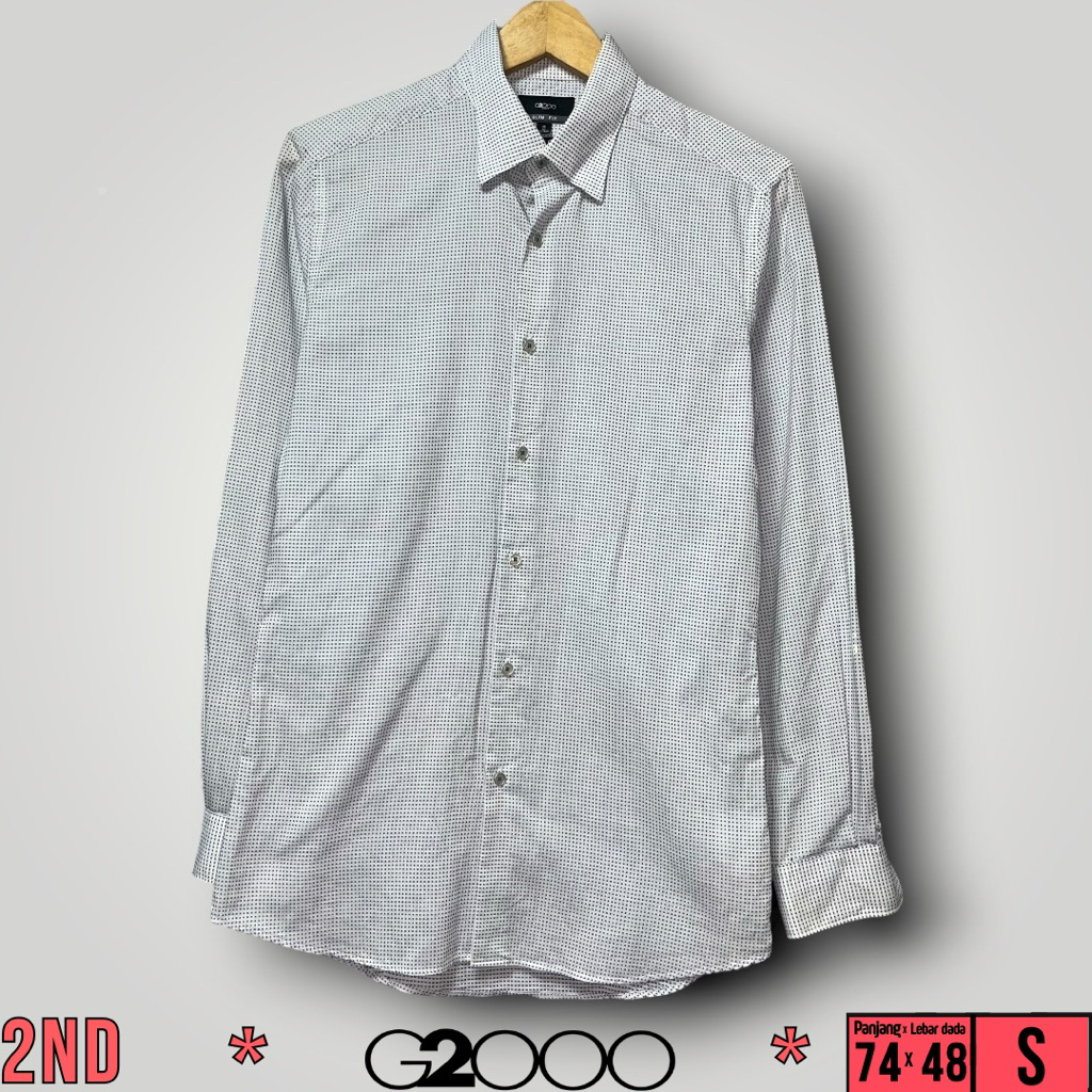Kemeja Kotak Pria G2000 Putih Size S (74x48)cm