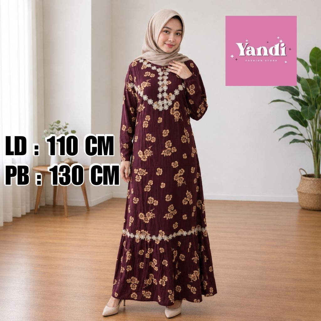 KENCANA UNGU ORI GAMIS ARAB/ GAMIS RENDA LD 110 CM  LABEL HITAM.