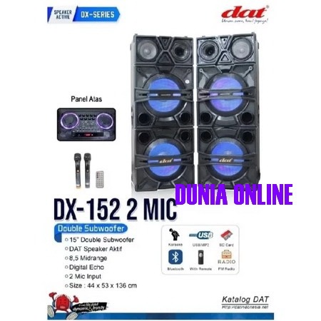 Speaker Aktif Pasif DAT 15 Inch DX152 Sound System 2 Mic Wireless Indoor Outdoor Karaoke