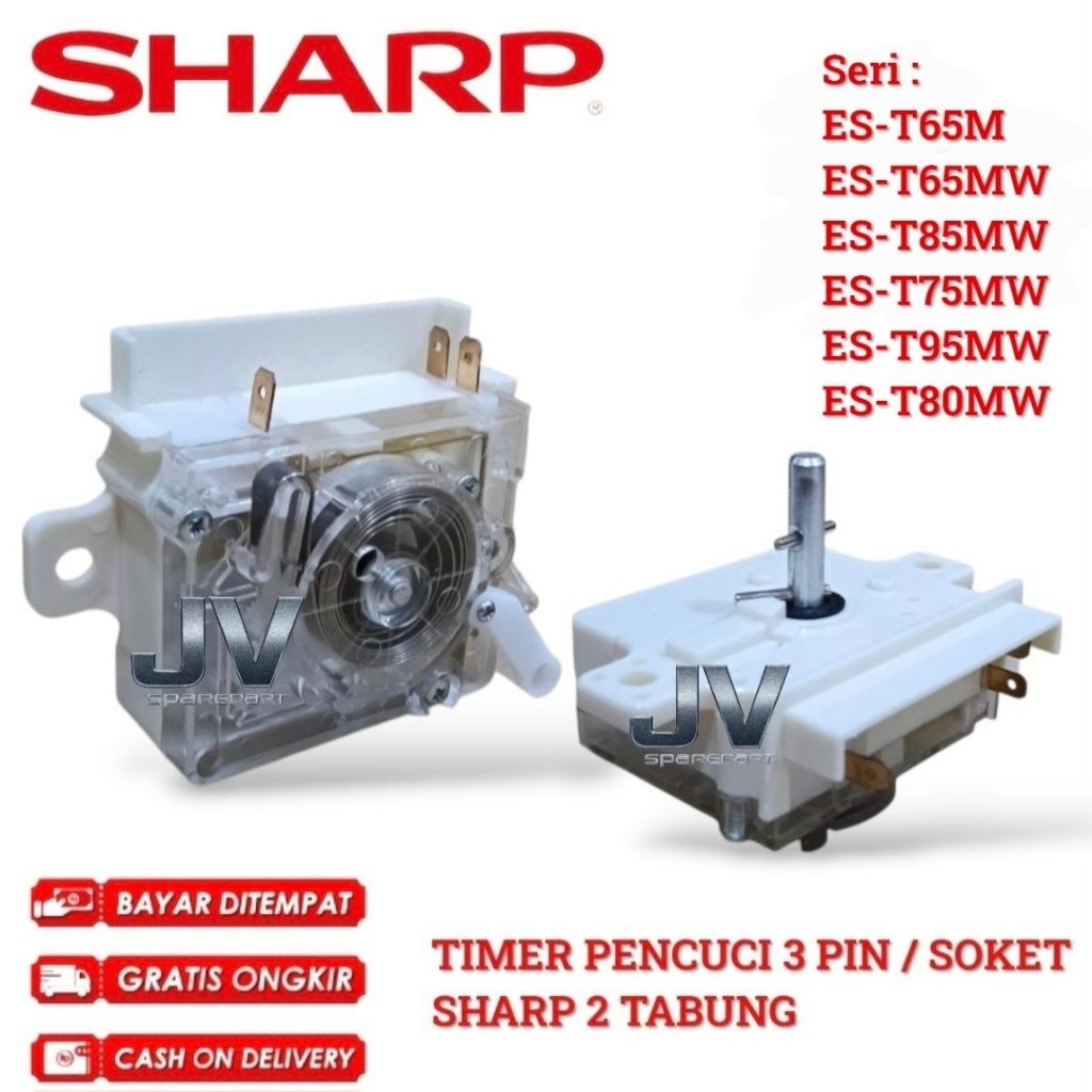 TIMER PENCUCI SHARP 3 PIN MESIN CUCI 2 TABUNG TRANSPARAN ES-T65M T65MW T85MW T75MW T95MW T80MW