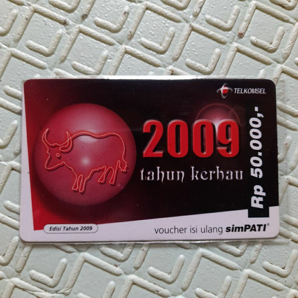 T267 KOLEKSI KARTU TELEPON LAMA INDONESIA VOUCHER SIMPATI EDISI TAHUN 2009 TAHUN KERBAU 1PCS BEKAS
