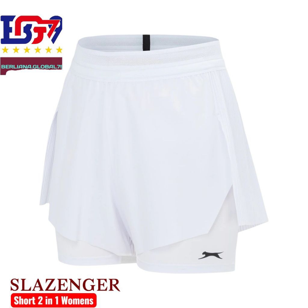Slazenger Celana Pendek Olahraga Wanita 2 in 1 Shorts Tenis Running Original