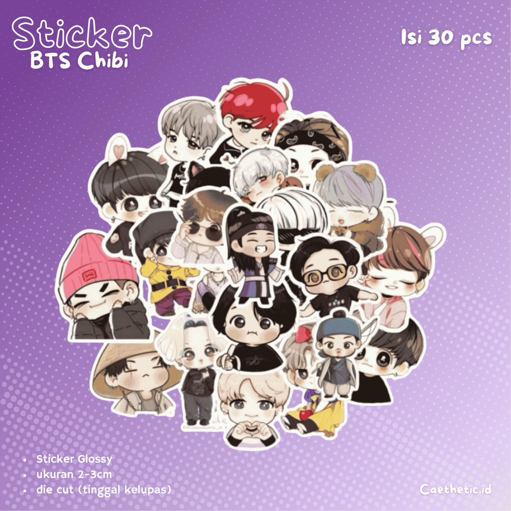 [30PCS] Sticker BTS Chibi - Sticker Lucu - BTS CHIBI CUTE - Sticker glossy