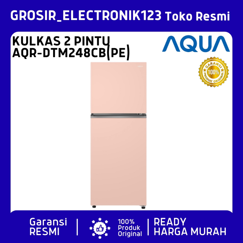 KULKAS AQUA  AQR-DTM248CB(PE) Kulkas 2 Door 205L Turbo Cooling Peach - Bigger Freezer & -1° C Chille