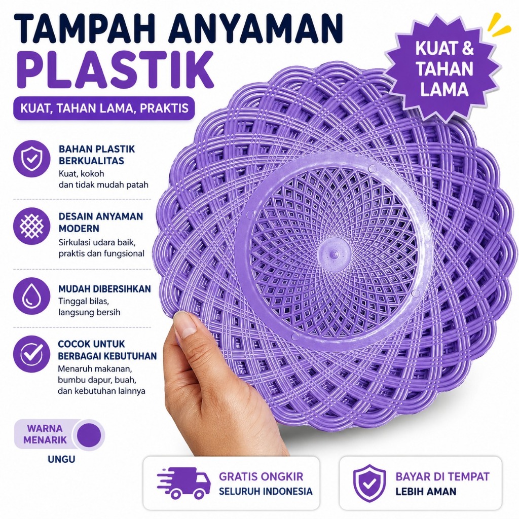 Piring Rotan Plastik Motif Anyaman Harga perlusin 24 CM piring anyam 1 lusin