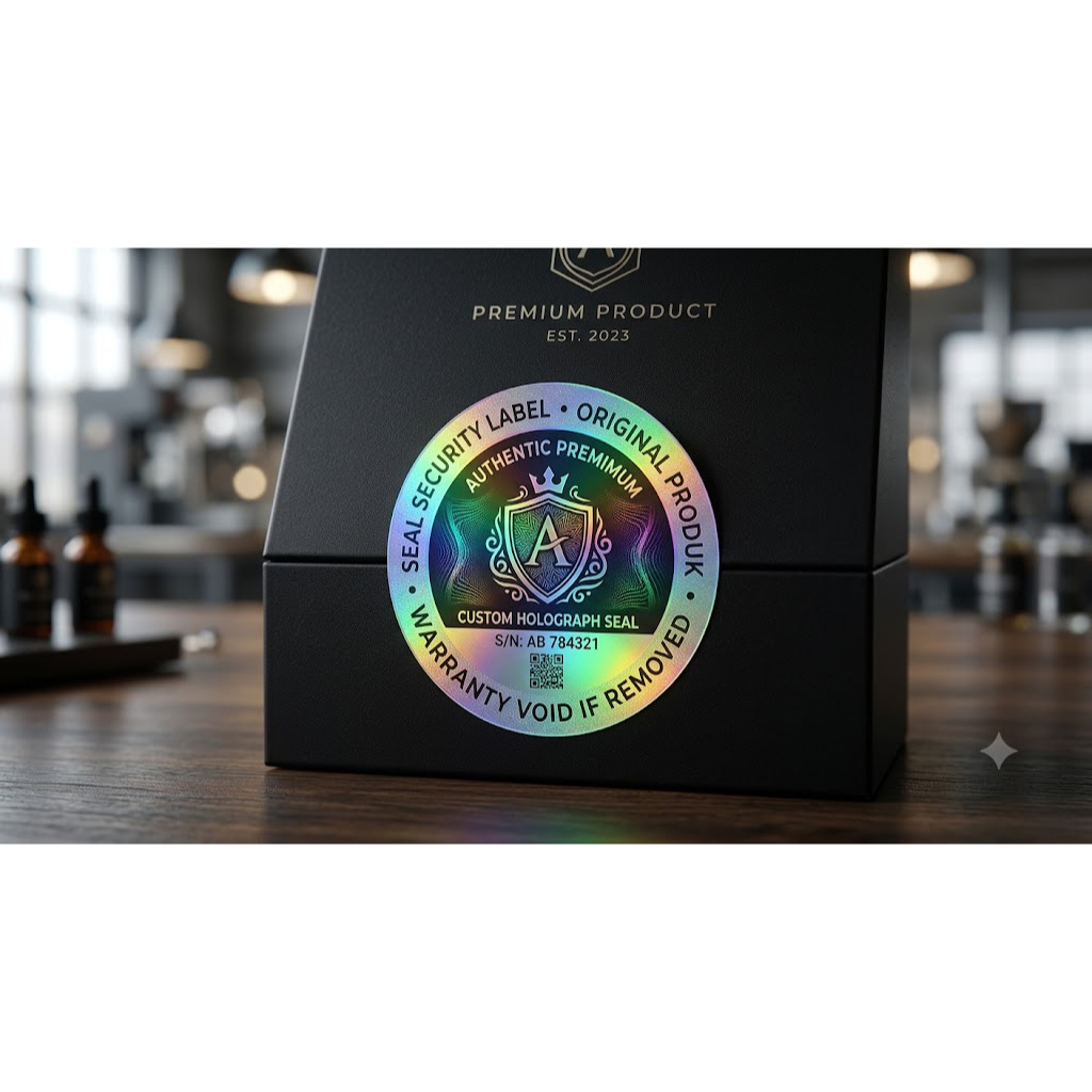 Stiker Hologram Custom Security Label Segel Garansi Original Produk Premium