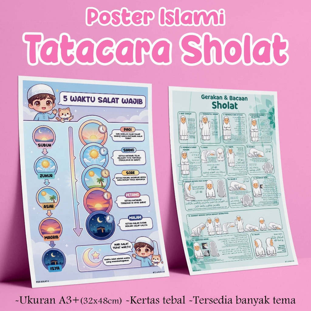 Poster Edukasi Islami Tatacara Solat, Poster tata cara sholat