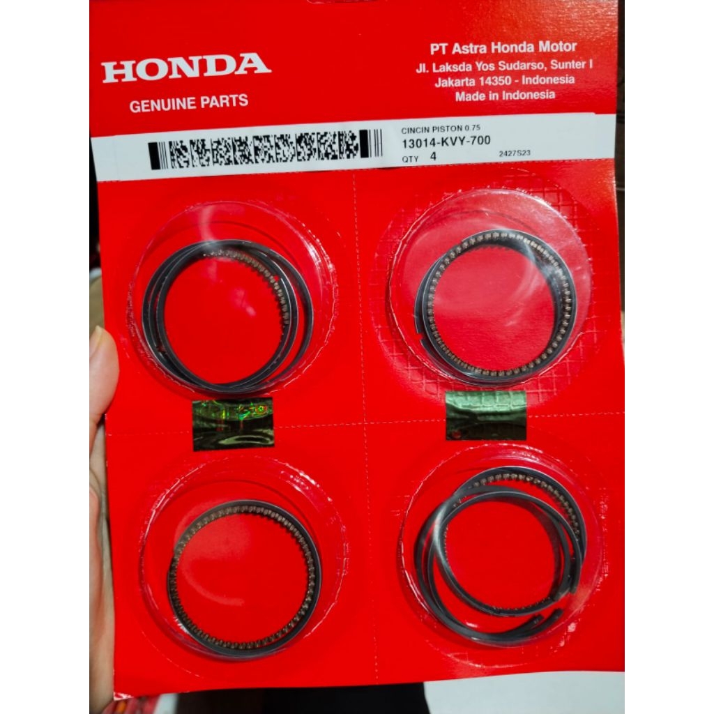 Ring Piston KVY Beat Karbu Scoopy Karbu Spacy Karbu ORIGINAL HONDA ASLI
