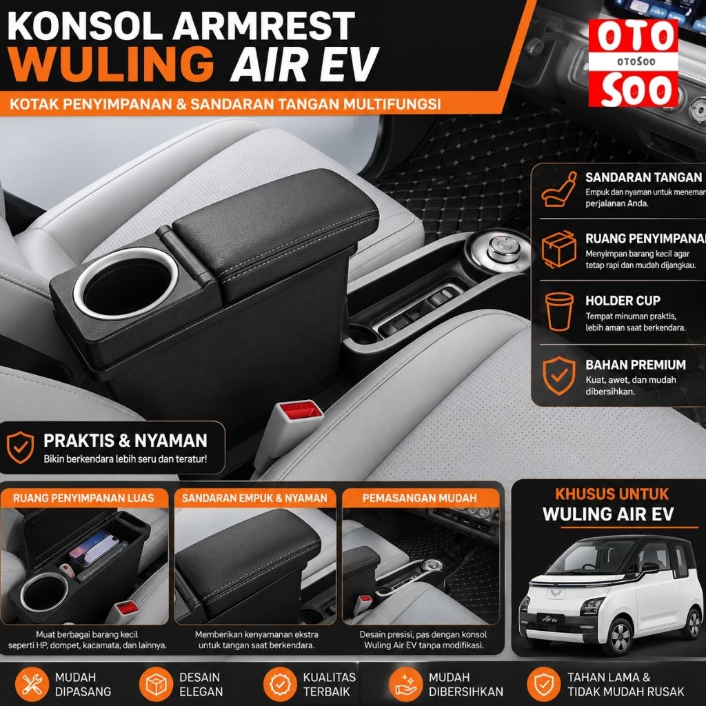 Armrest Wuling Ev - Console Box Wuling Ev- Armrest box wuling Air ev- Otosoo Armrest Wuling mini Ev 