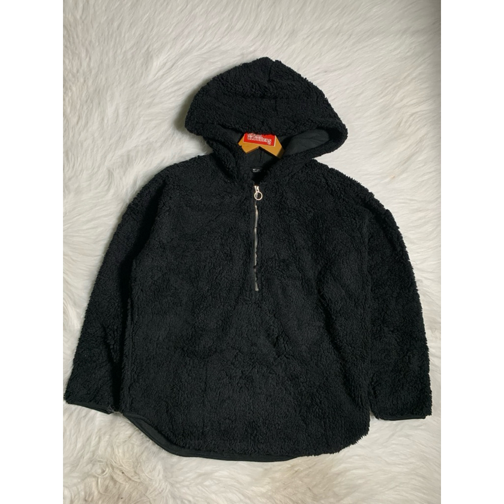Halfzip hoodie sherpa Net Ladies second (4326) - Hoodie second - hoodie second branded - Jaket Secon