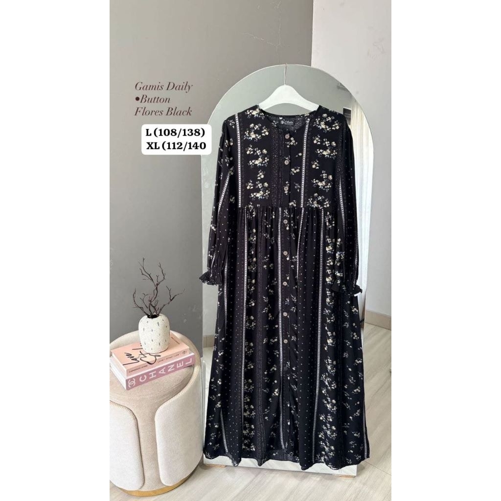 Daily Dress Flores Black by AZDA Indonesia