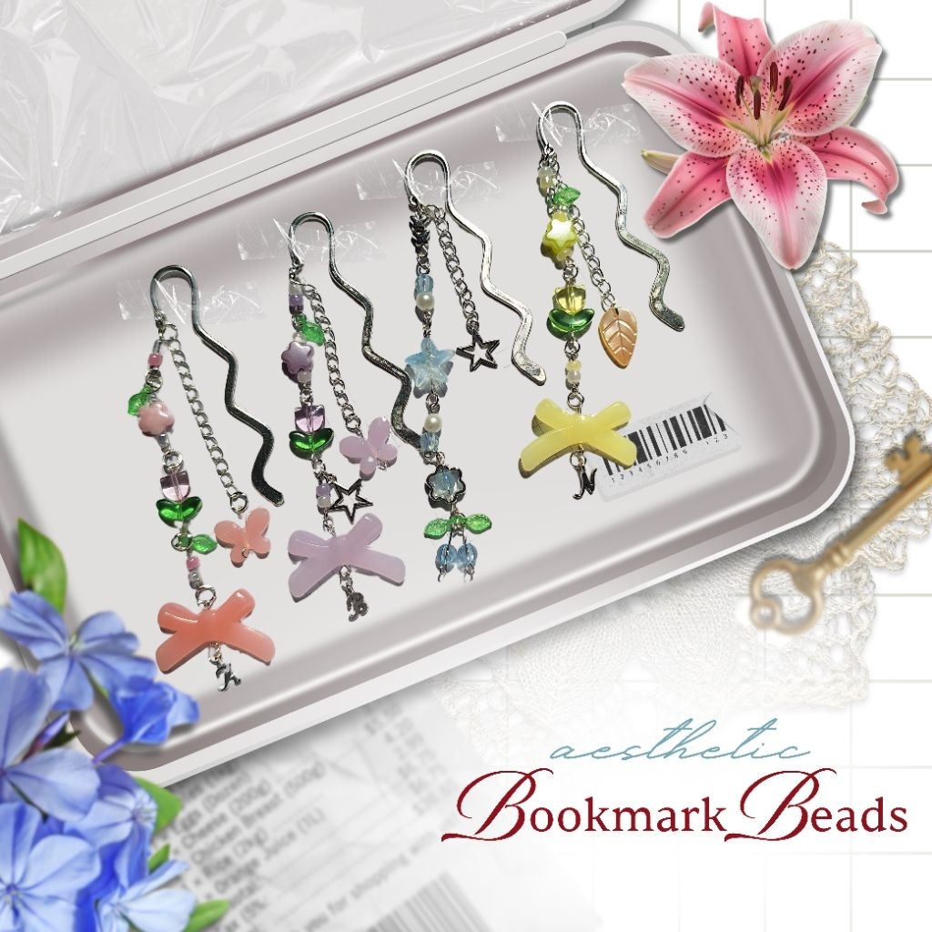Bookmark charm Aesthetic | Bookmark | Pembatas buku beads | Aesthetic stuff