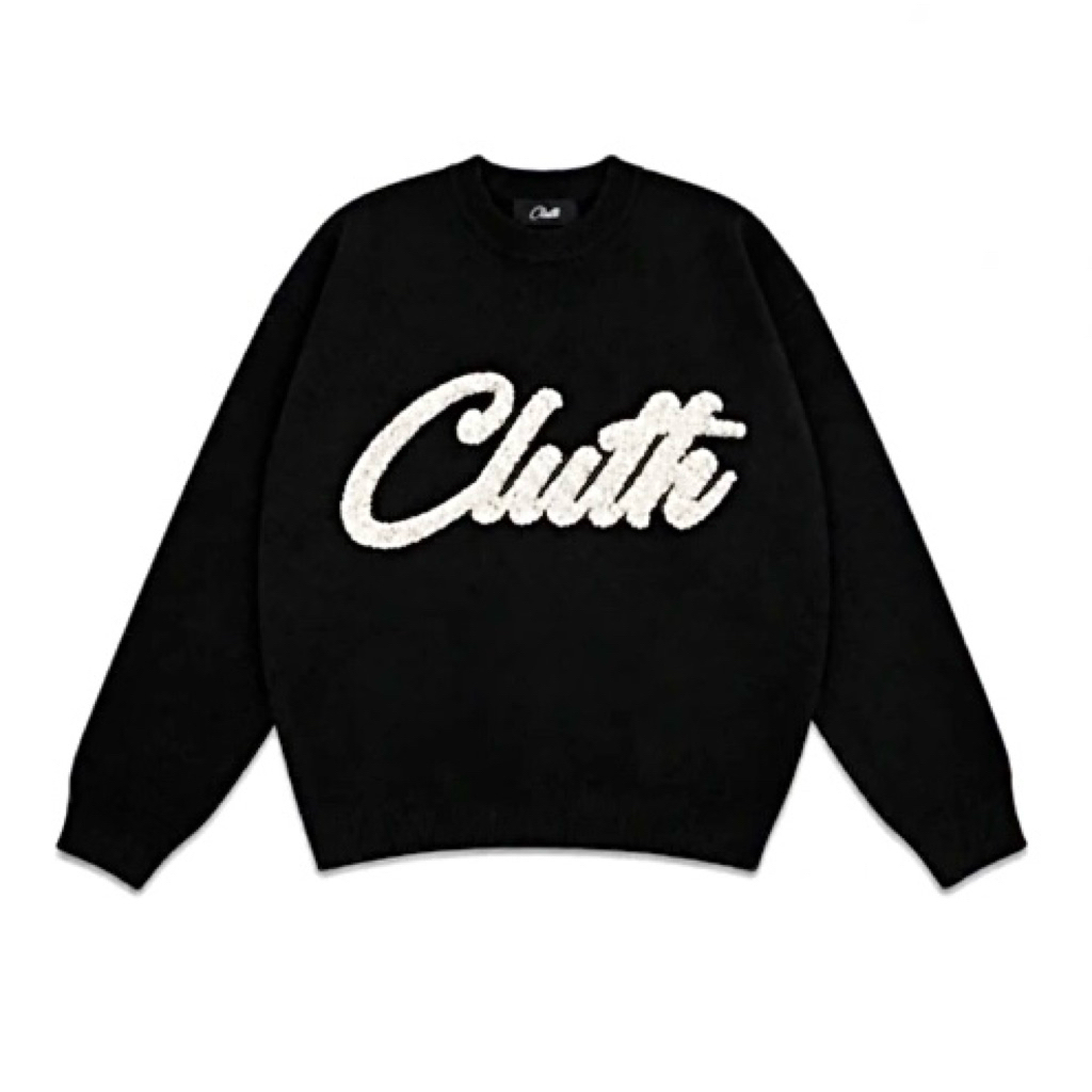 CLUTHVISION KNITWEAR SIGNATURE BLACK WHITE Sweater Hitam NEW ORIGINAL