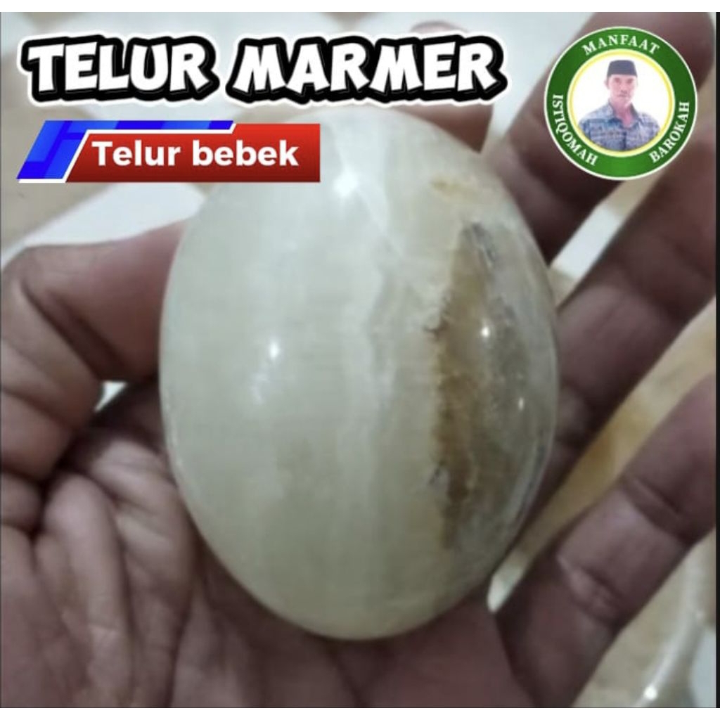 Telur Bebek Batu Marmer Onix/Telur Hiasan Dekorasi Batu Alam Karya Hati_ID