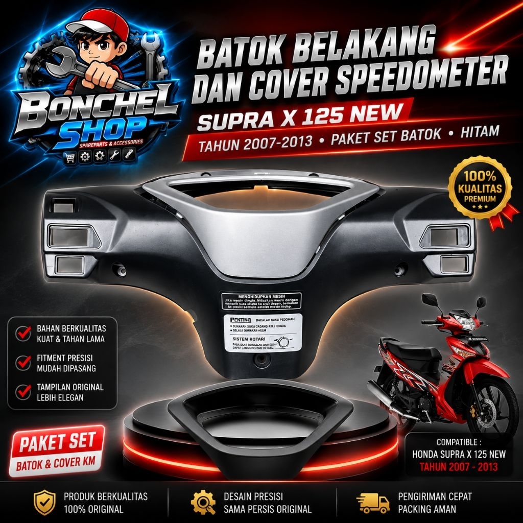 BATOK BELAKANG SUPRA X 125 NEW HITAM - Batok Belakang Honda Supra X 125 New Tahun 2007-2013