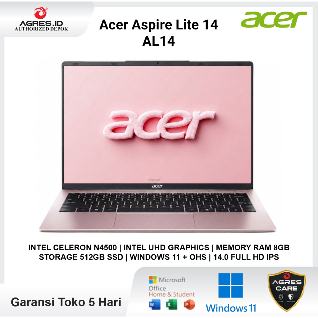 Laptop - Acer Aspire Lite 14 AL14 N4500 8GB 512GB Win 11 OHS M365 14.0 Full HD IPS