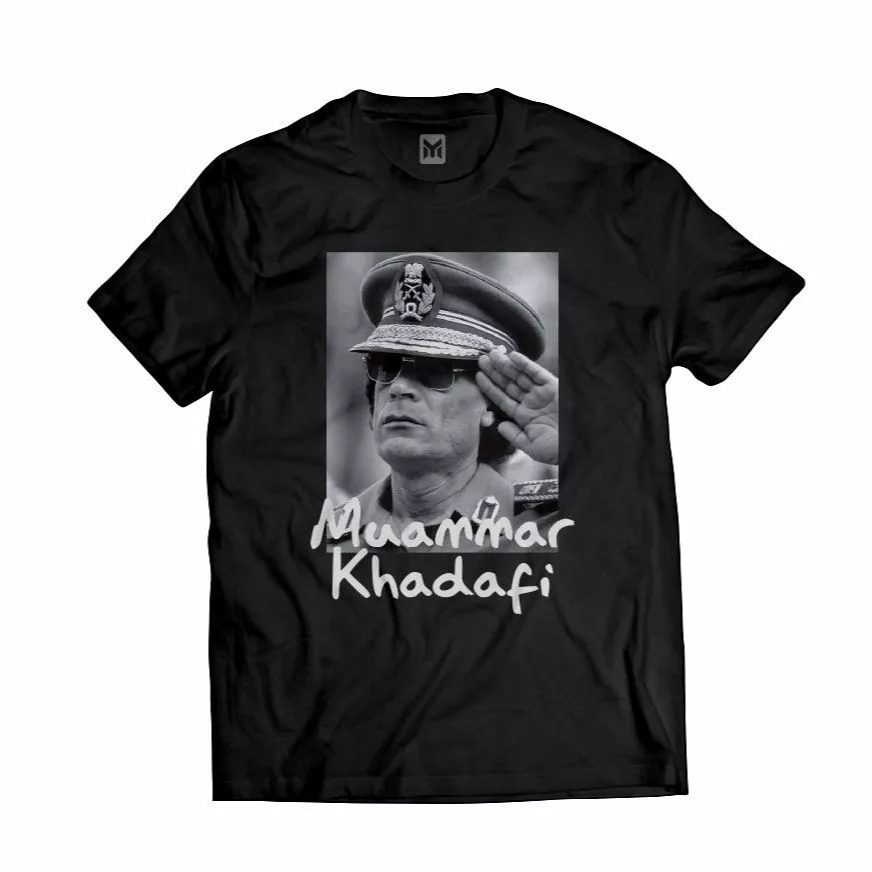 Kaos Distro Muammar Khadafi Black Tee / Kaos Tokoh / Muammar Khadafi