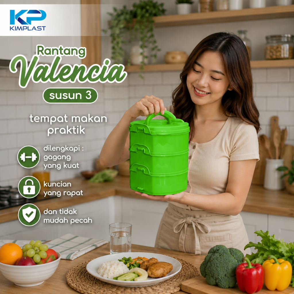 Rantang Susun 3 Valencia Kimplast Rantang Plastik Susun 3