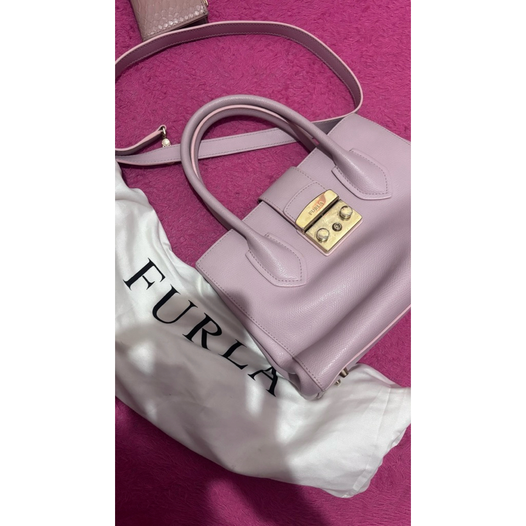 furla lilac leather metropolis tote furla