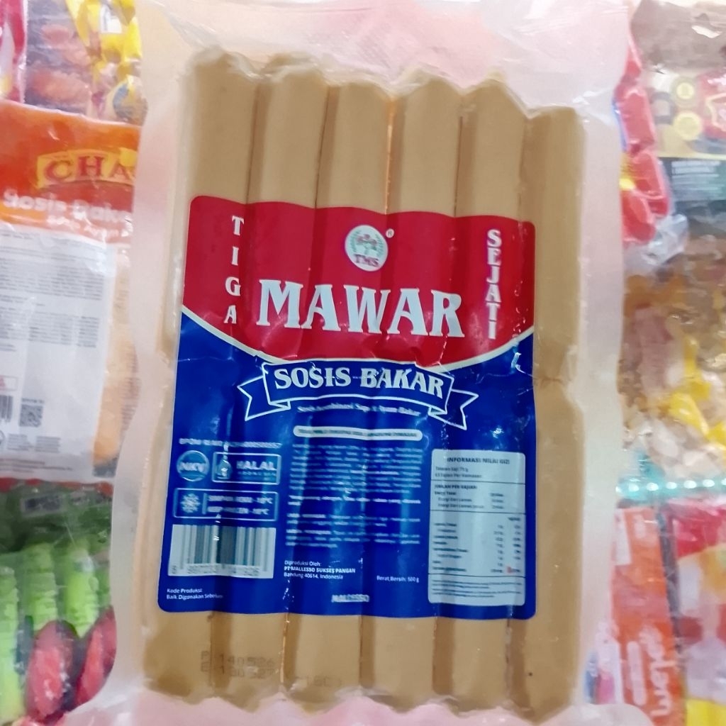 sosis jumbo bakar mawar, sosis mawar jumbo isi 12, sosis sapi bakar