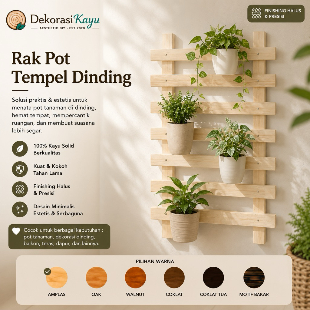 wooden self dekorasi dinding kayu tempel aesthetic model palet tatakan bunga kayu tempel dinding hia