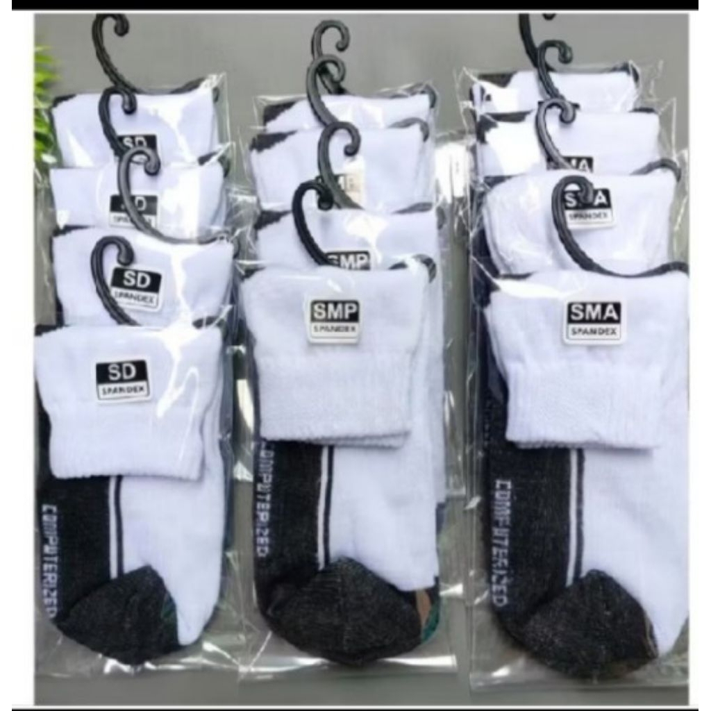 Kaos Kaki SPANDEK Hitam Putih / kaos Kaki Spandek Taplak Hitam