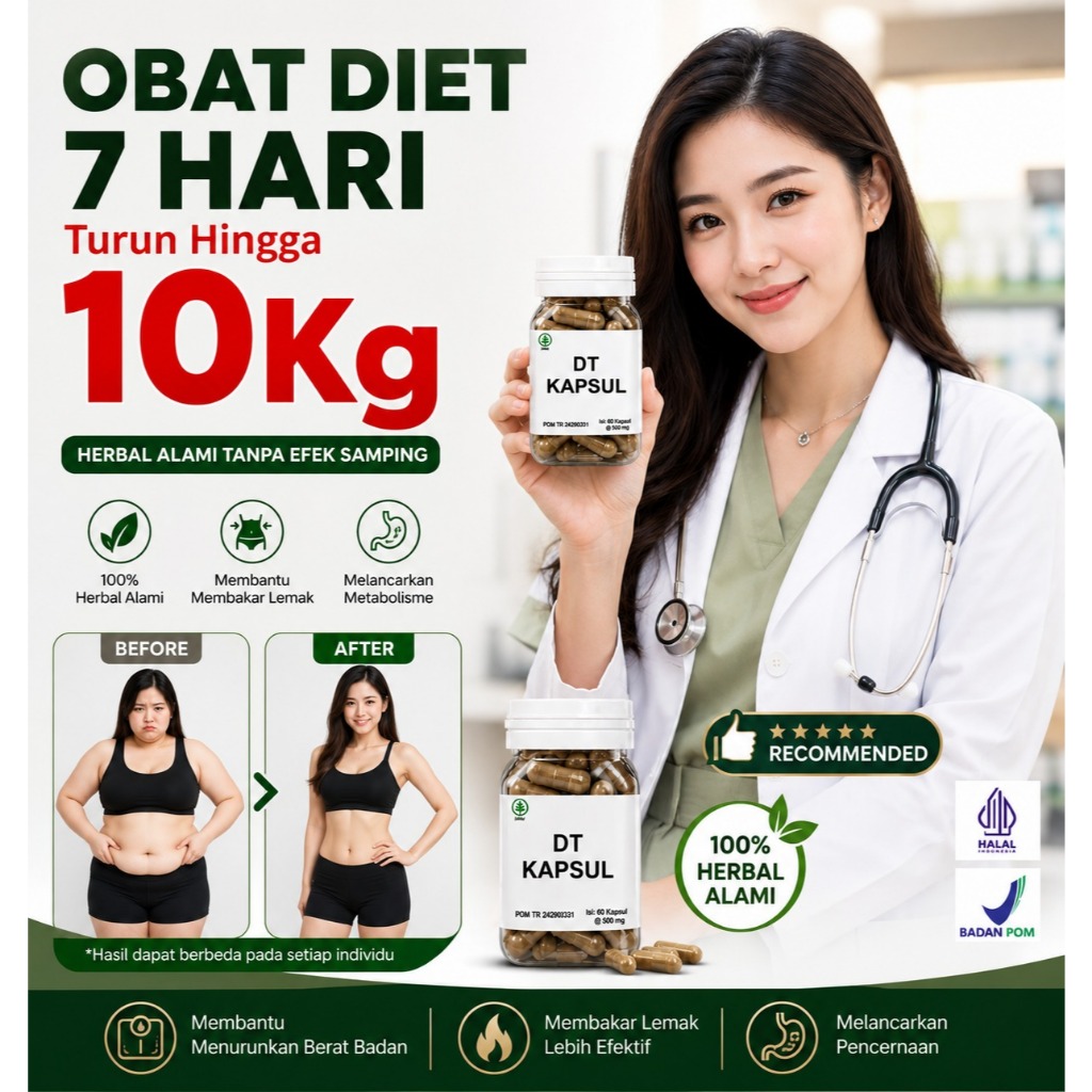 DT Kapsul Diet Detox Herbal Pembakar Penghancur Lemak Pelancar Metabolisme Isi 30 Kapsul BPOM ORI