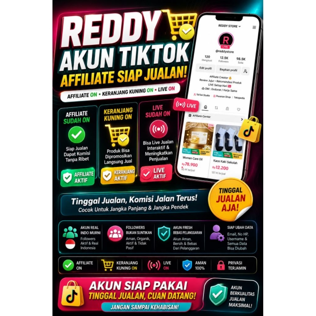 Akun Tiktok Affiliate Siap Jualan