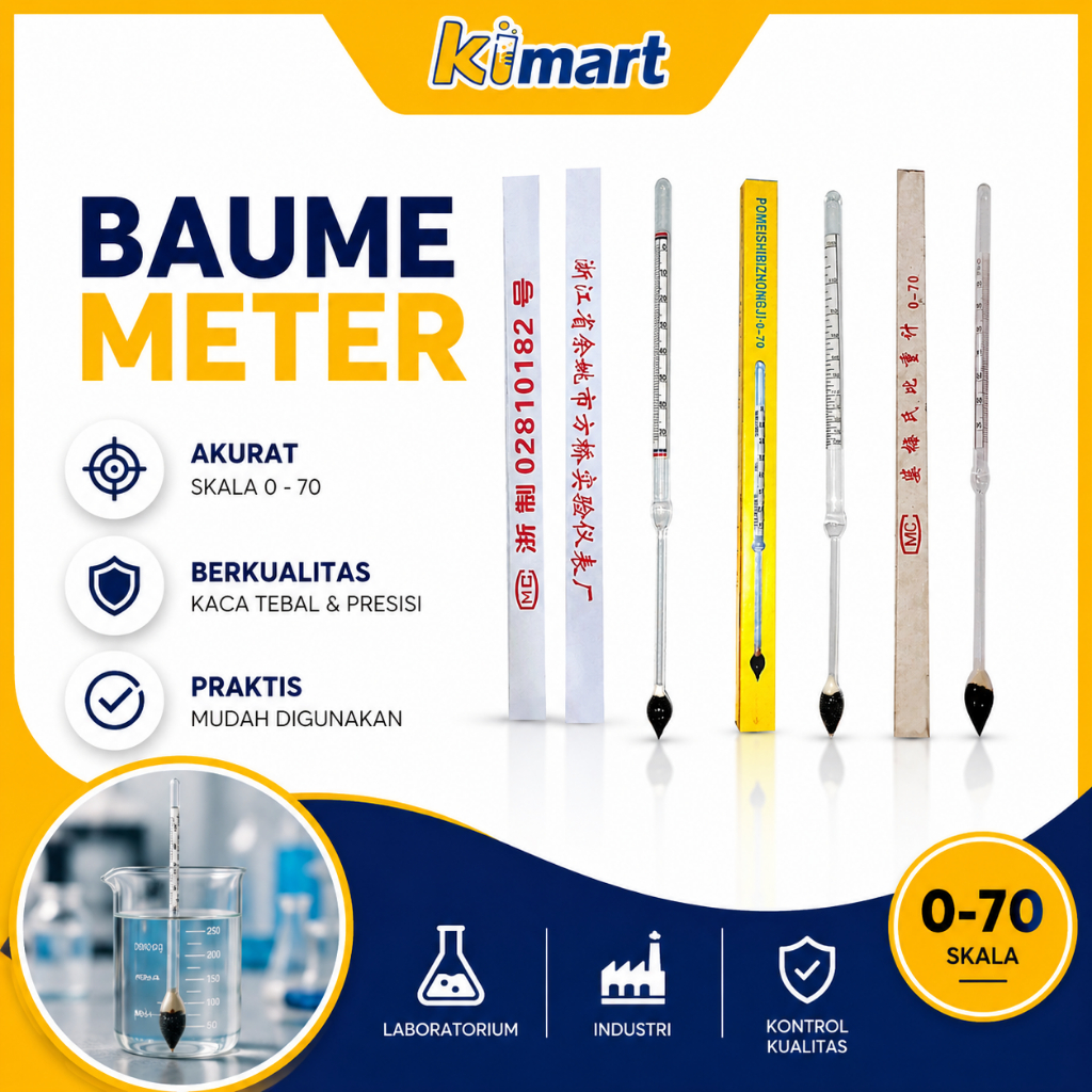 BAUME METER Baume Hydrometer kaca alat ukur kepadatan cairan pengukur larutan sabun extra bubble wra