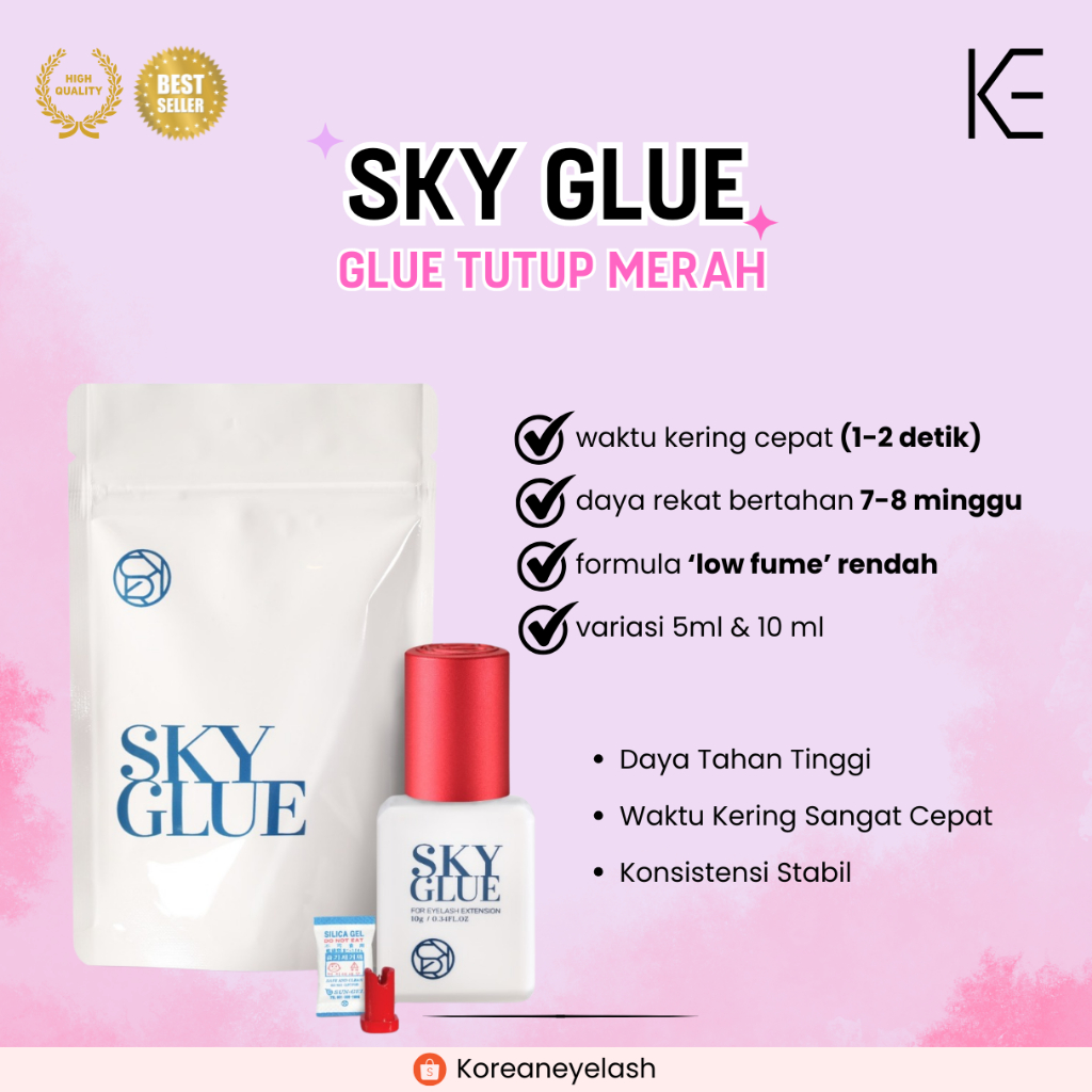 Sky Glue S+ | sky glue Mild tutup merah lem eyelash extension 5 ml & 10ml | YELIX TIDAK PEDIH EYELAS