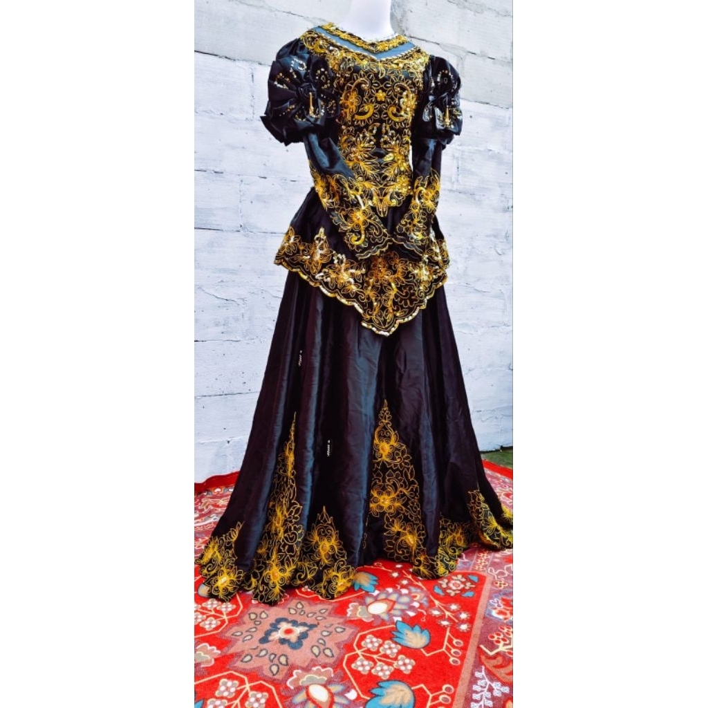 Gaun/Dress Pesta Noni Belanda Hitam Payet Sequeen Lengan Panjang - Prom - Pesta - Party - Brithday -