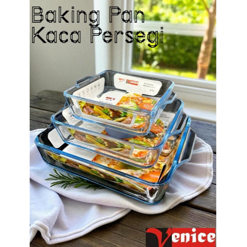 BAKING PAN KACA PERSEGI  / LOYANG KACA PERSEGI / BAKEWARE / BAKING TRAY KACA