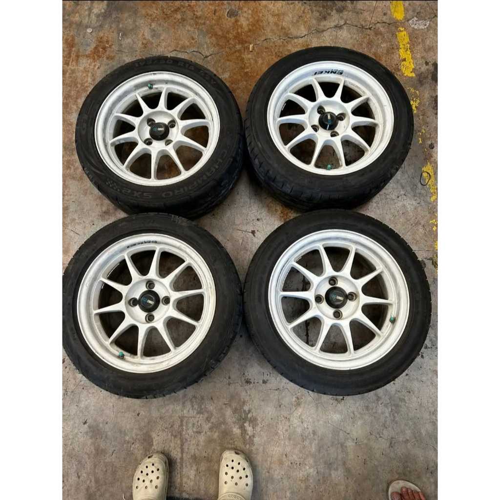 JUAL VELG RECING ENKEI R15X7 4X100 ET35 WHITE +BAN GT(1) FALKEN(3) 195 50 R15