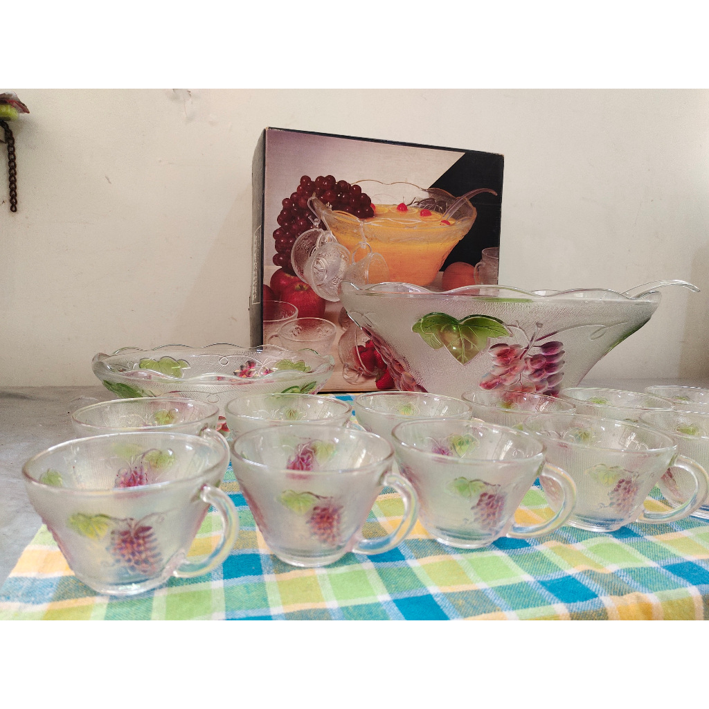 FNG Flash "Sapphire" Punch Set Serving Dish & Glass Gelas Mangkok Saji