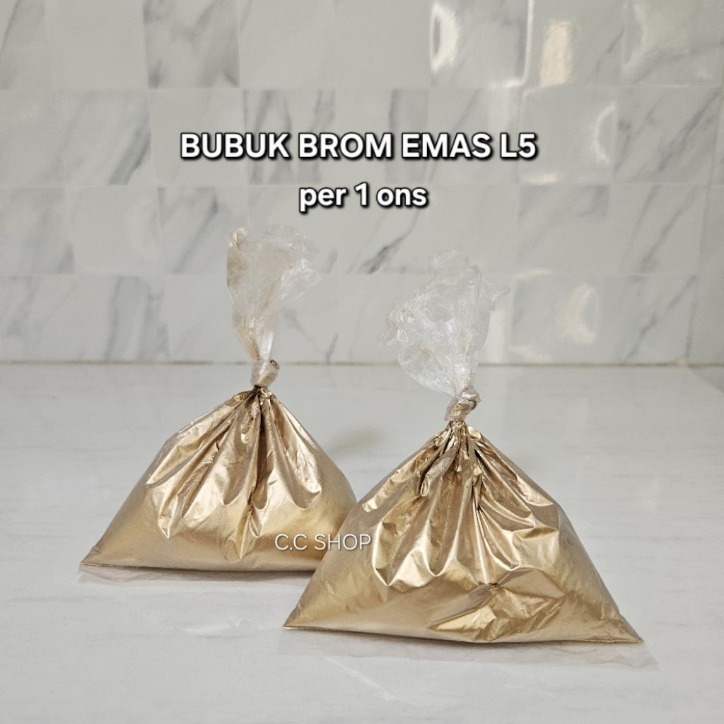 BUBUK BROM EMAS L5 100 GRAM / Serbuk Emas Pale Gold 1ons / Bubuk mas cat dekorasi serbaguna cat pela