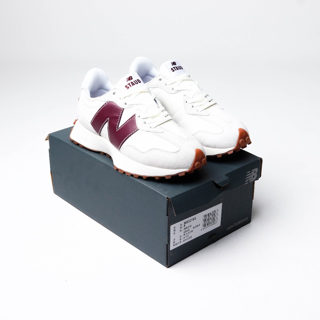 (DBX) Sepatu Sneakers New Balance WS327SG X Staud Grey Burgundy