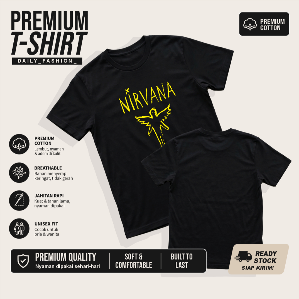 KAOS BAND 90's NIRVANA TSHIRT BAJU DISTRO BAHAN PREMIUM LENGAN PENDEK KEREN