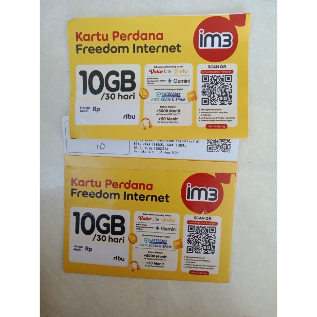 Kartu Perdana Indosat m3 10 GB Im3