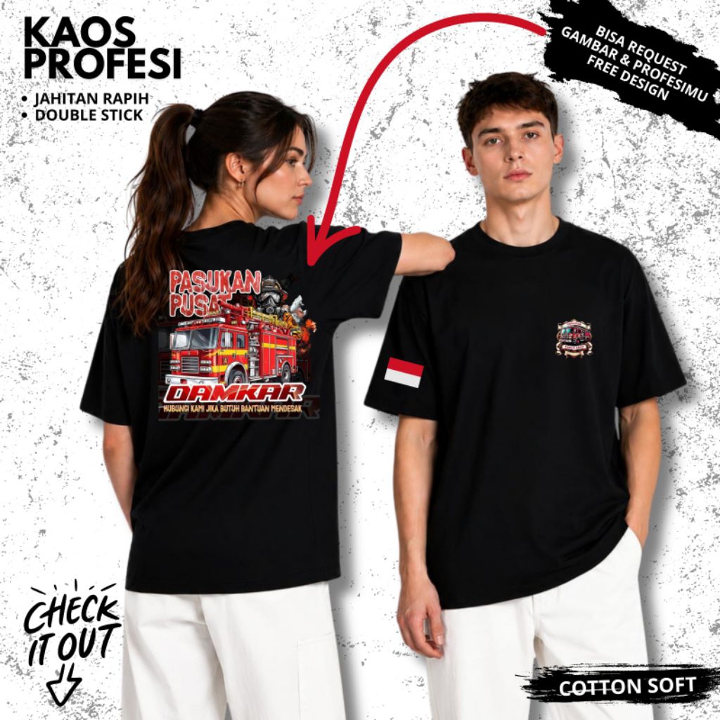 Kaos Profesi Damkar, Custom Kaos Damkar
