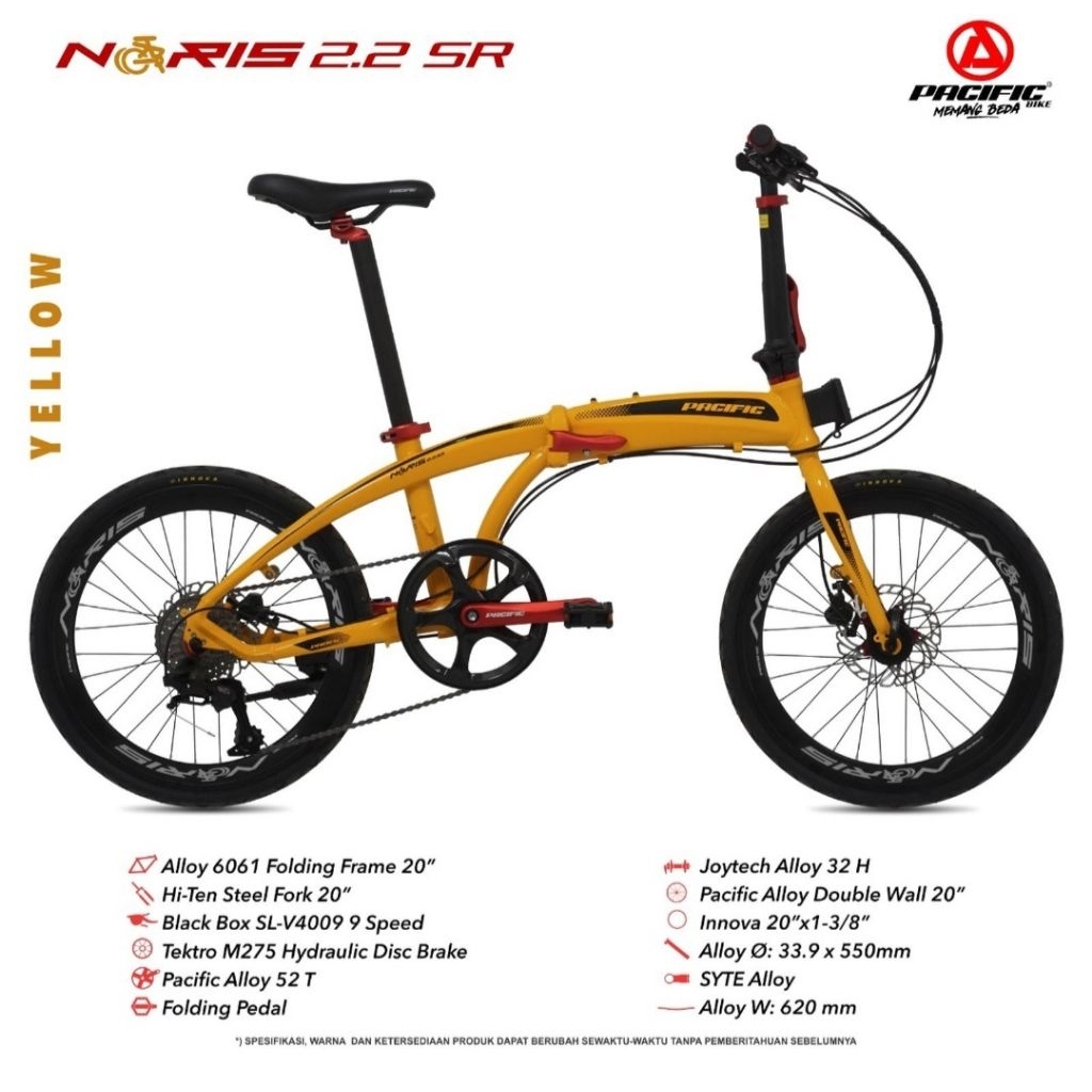 folding bike pacific noris 2.2sr sepeda lipat 20