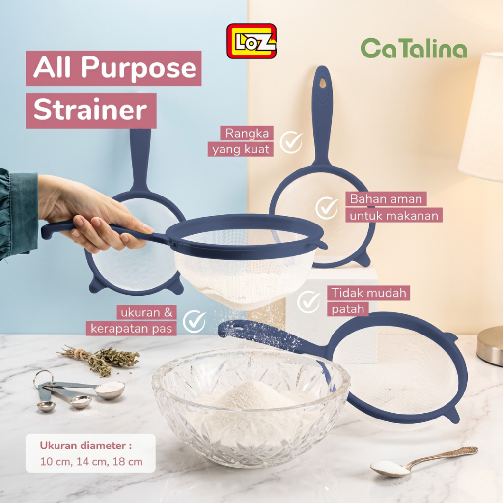 Saringan Strainer Penyaring  Masakan Saringan Dapur 14cm - CATALINA BPSTR 01/14