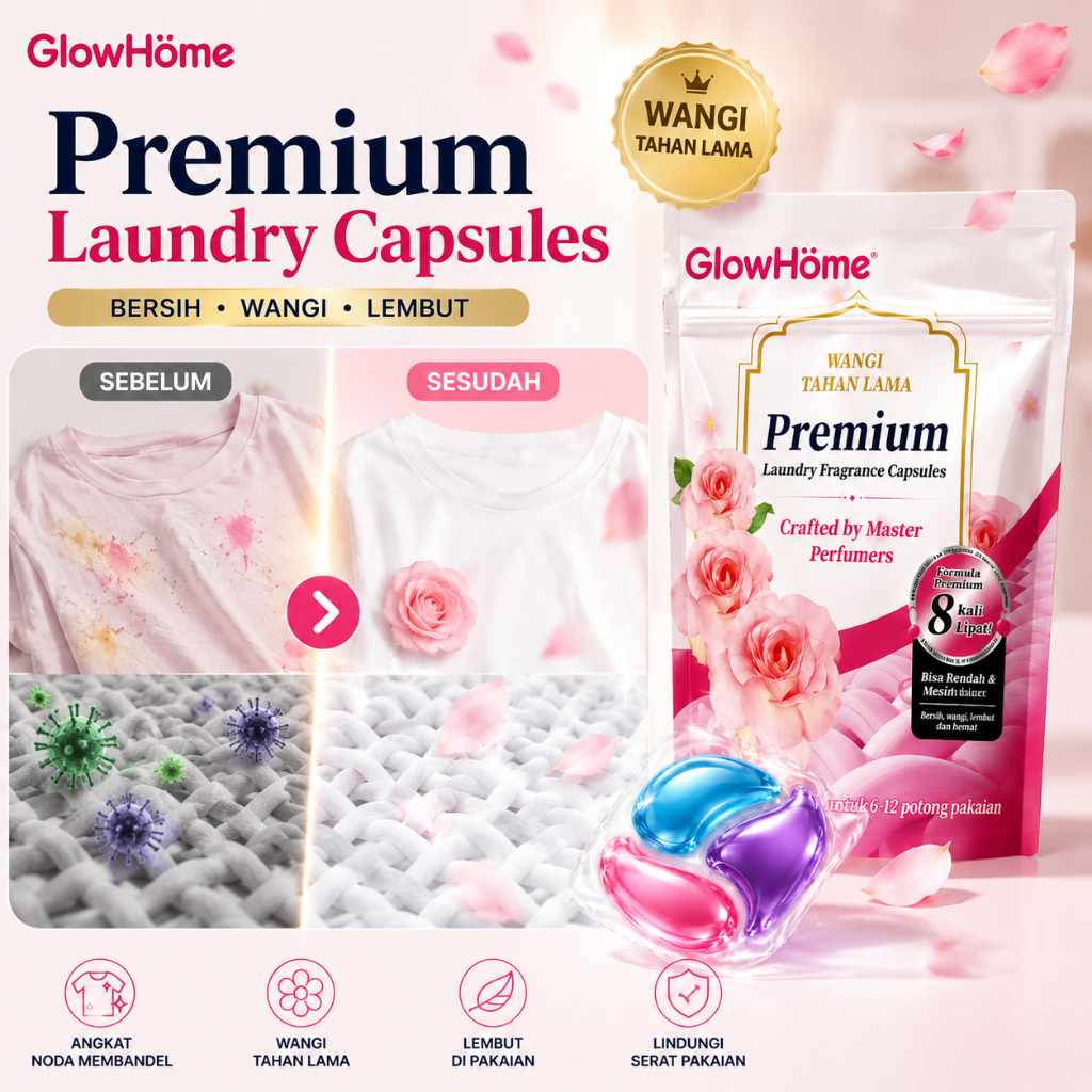Deterjen Kapsul Sakura Blossom 3in1 Laundry Pods Isi 8 Kapsul Praktis Sekali Pakai