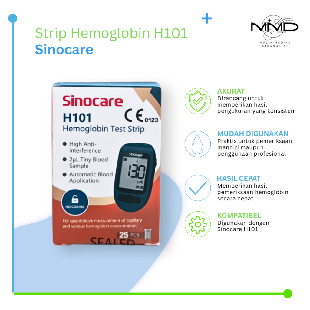 Strip Sinocare Alat Cek Hemoglobin / Strip Uji Tes Hemoglobin isi 25 strip
