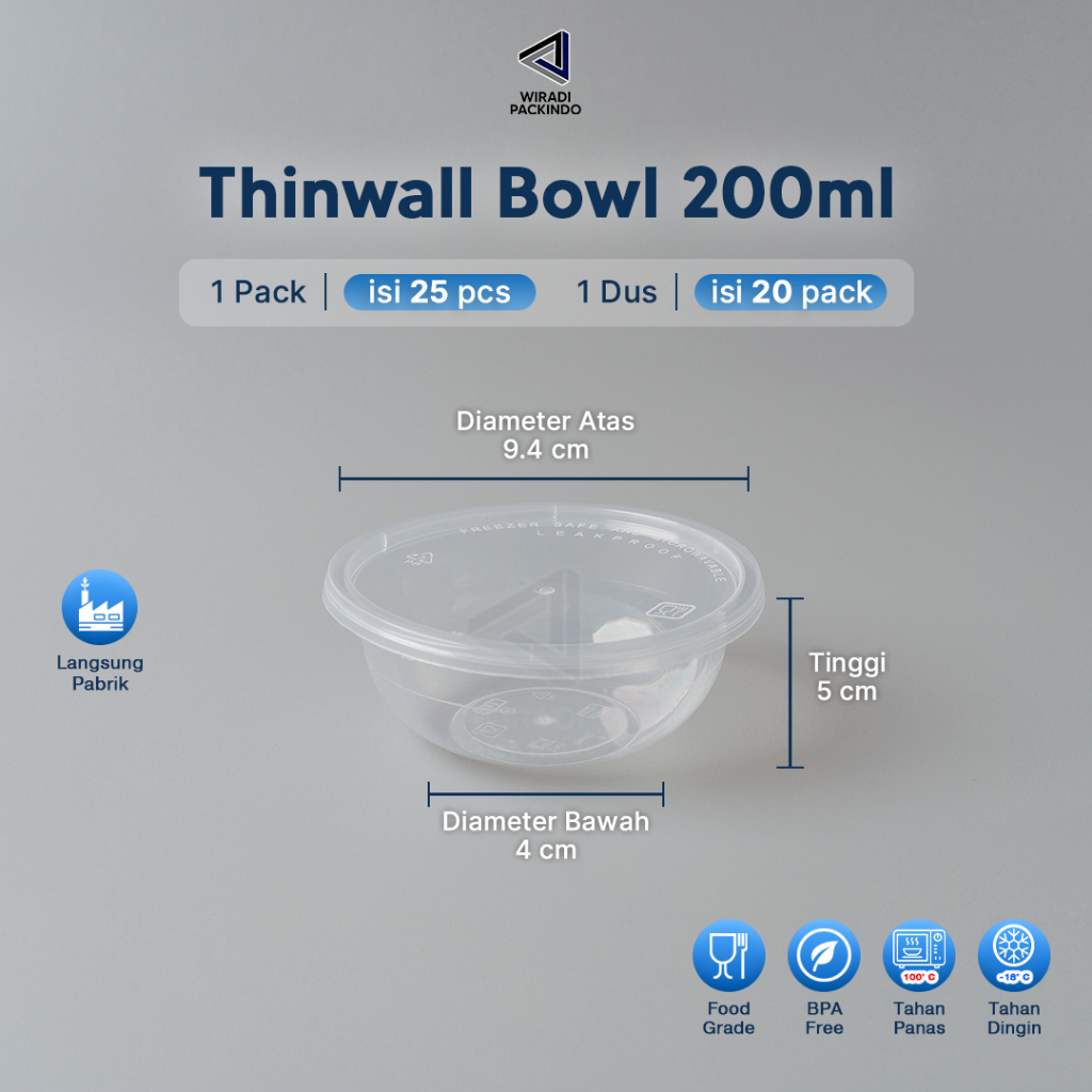 Kotak Makan Plastik / Thinwall / Food Container - Bulat 200ml GROSIR