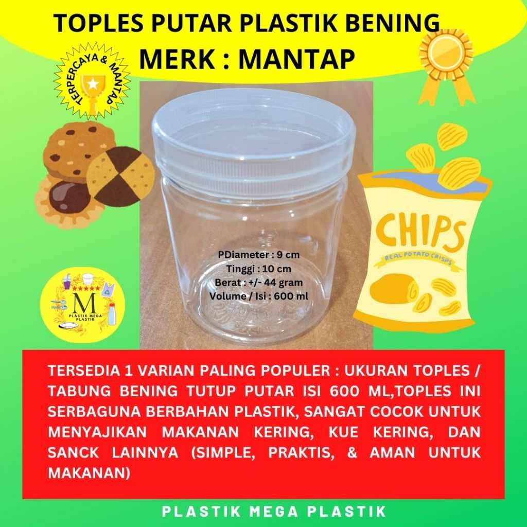 Toples putar plastik bening/ Toples putar tabung plastik
