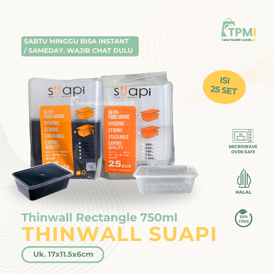 [SUAPI] THINWALL RECTANGLE SUAPI 750ML | THINWALL SUAPI | THINWALL HITAM SUAPI | THINWALL 750ML