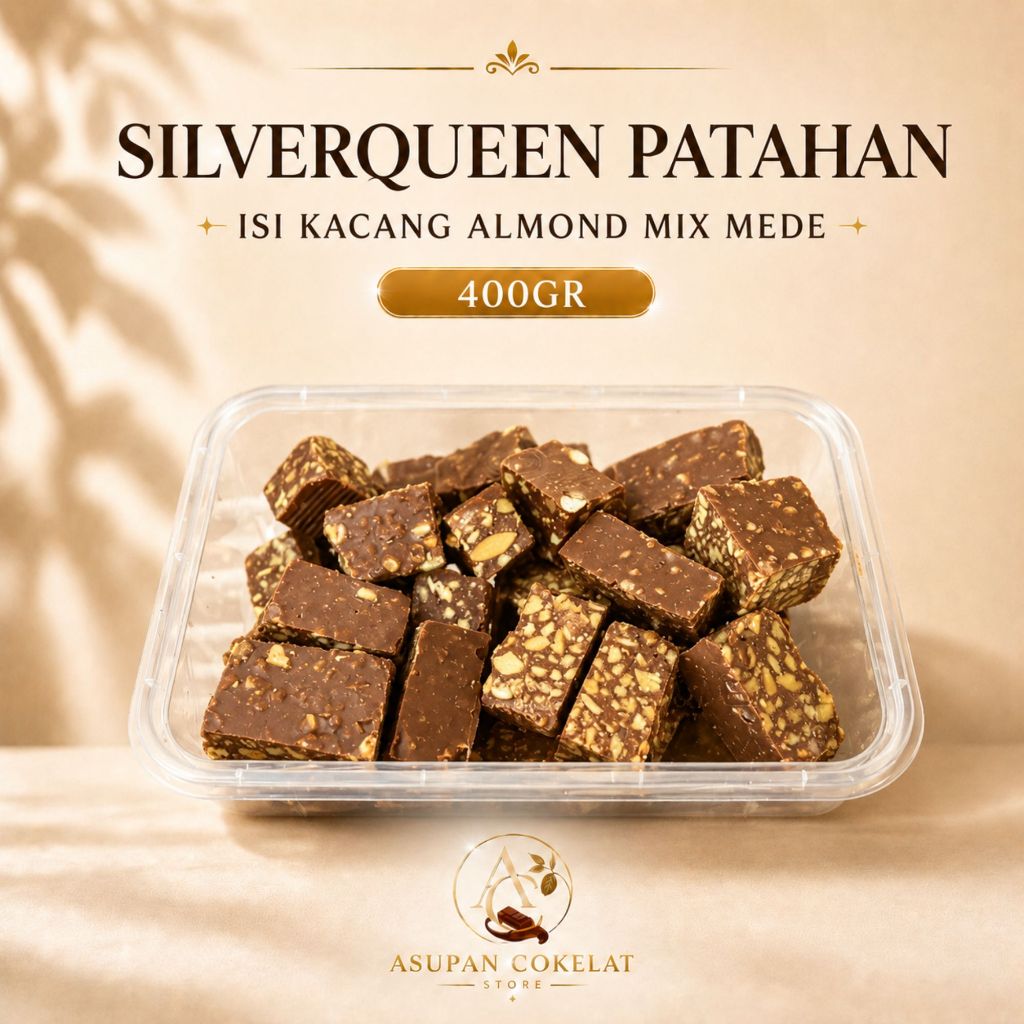 Cokelat Silverqueen Patahan Cup 400gr | Blok sq 400gr kacang almond mede