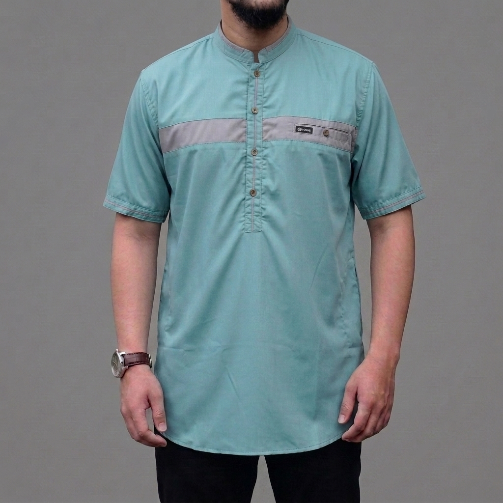 Eniqno - Baju Koko Osaf Lengan Pendek - Hijau Wardah
