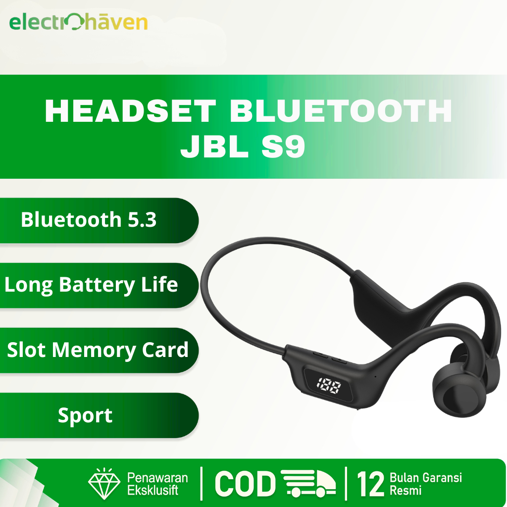 JBL U9 Nirkabel Bone Conduction Earphone BT5.2 Low Latency Earphone Konduksi Tulang
